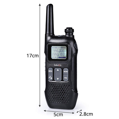 Radioddity PR-T1 PMR446 Walkie Talkie Set mit LC-Display, Funkgerät 4KM Reichweite, 16 Kanäle PMR446 Lizenzfrei Wiederaufladbar Akku mit Headset für Abenteuer, Outdoor-Aktivitäten, Camping, 2 Stücke
