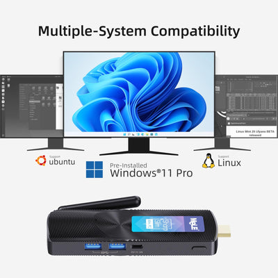 MeLE PCG02 Mini PC Stick Lüfterlos Windows 11 Pro Celeron J4125 8G 256G Tragbar Desktop Computer Stick HDMI 4K 60Hz, Wi-Fi5, Gigabit Ethernet, BT4.2 für Business Büro Industrie IOT Medien Haus