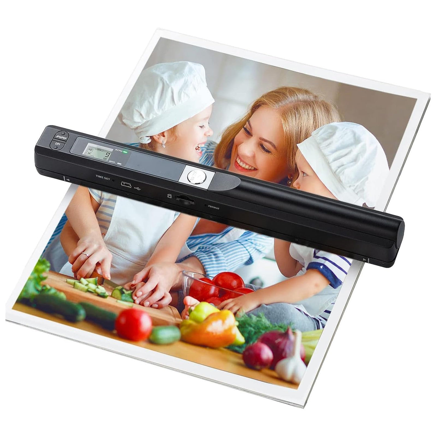 Tragbarer Scanner für Foto-A4-Dokumente, Bildquittungen, Bücher – 900 DPI, JPEG/PDF-Format – Schnelles Scannen, Breite Anwendung (Schwarz)