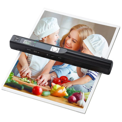 Tragbarer Scanner für Foto-A4-Dokumente, Bildquittungen, Bücher – 900 DPI, JPEG/PDF-Format – Schnelles Scannen, Breite Anwendung (Schwarz)