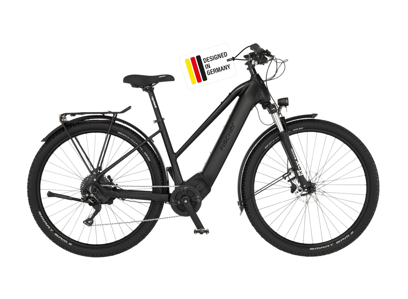 FISCHER E-Bike ATB TERRA 8.0i, Elektrofahrrad für Damen und Herren, RH 45 cm, Mittelmotor 90 Nm, 36 V Akku, Schwarz