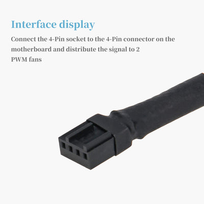 Ancable Y Kabel für Lüfter PWM 4 Pin 1 Stück, 3 Wege PWM Lüfter Adapter Verlängerung PWM Fan Splitter, 4 Pin Verlängerung für CPU Lüfter, Hauptplatine Lüfter, Desktop-Computer Lüfter
