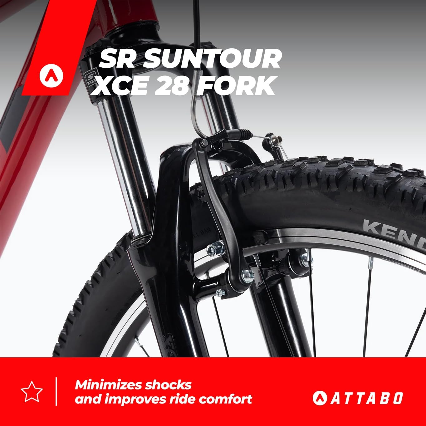 ATTABO Herren Fahrrad Alpe 1.0 mit Aluminiumrahmen 19" Ergonomischer Lenker V-Brake Rot Mountainbike mit 29" Rädern mit Zubehör Verstellbarer Sattel 21-Gang Schaltung