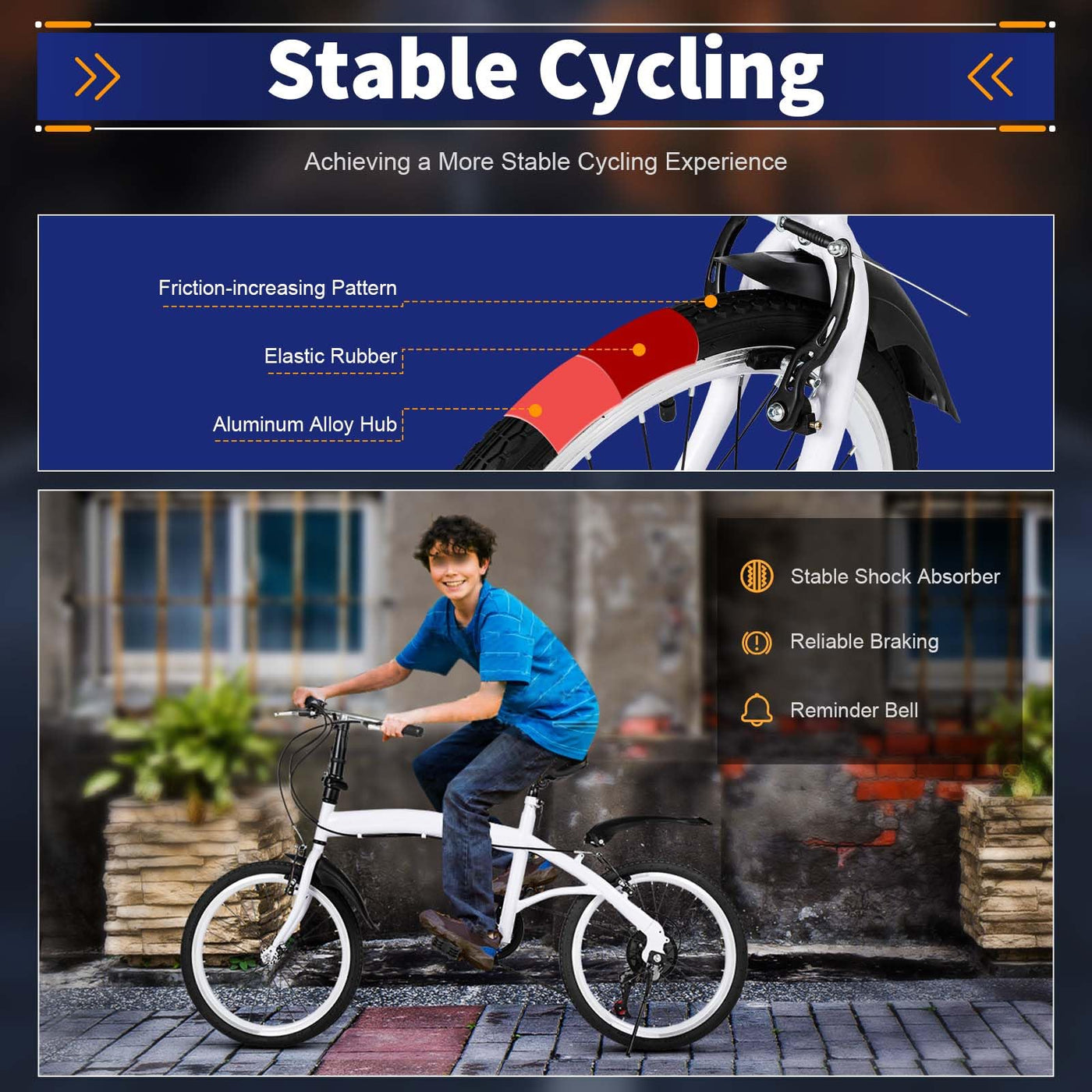 Wiefiche 20 Zoll Faltrad, Klapprad mit 6 Gang-Schaltung Klappfahrrad für Damen und Herren Erwachsene Folding City Bike geeignet ab 140 cm-190 cm für Sport Outdoor Radfahren Pendeln, Weiß