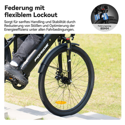 Foride Roamer 1 27,5" E-Bike für Erwachsene, 7 Gang Elektrofahrrad mit Austauschbarem 36V 13Ah Akku, 250W Motor, 25 km/h und 100km Reichweite E-Bike Damen Herren für Städtische Pendler