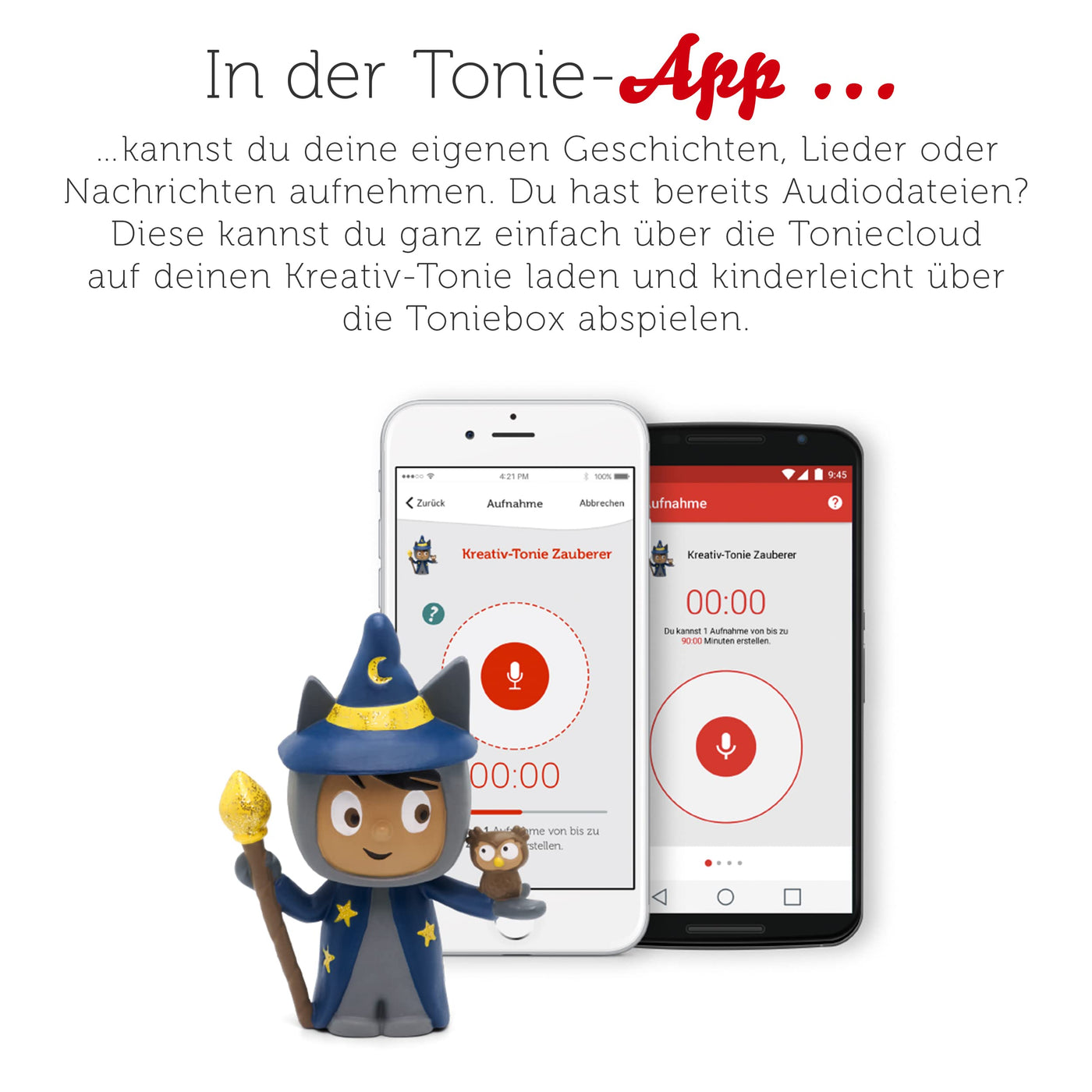 tonies Hörfigur für Toniebox, Kreativ Zauberer, zum Selbstbespielen, 90 Minuten Speicher für eigene Aufnahmen, Musik oder Gute-Nacht-Geschichten, geeignet für Kinder ab 3 Jahren