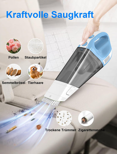 Fourward Handstaubsauger, Kabellos Staubsauger Autostaubsauger, 12000Pa Saugleistung, 11.1V Li-Ionen 7800mAh Akku, Schnelle Reinigung, Nass und Trocken Gebrauch