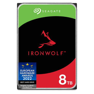 Seagate IronWolf 8 TB interne Festplatte NAS HDD, 3.5 Zoll, 5400 U/Min, 256 MB Cache, SATA 6 Gb/s, silber, inkl. 3 Jahre Rescue Service, Modellnr.: ST8000VNZ02