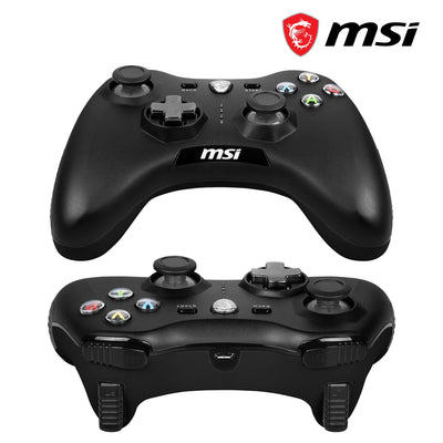 MSI FORCE GC30 V2 Kabelloser PC-Gamepad Controller - 2,4 GHz, 600mAh Li-Ionen-Akku, austauschbare D-Pad-Abdeckungen, zwei Vibrationsmotoren, USB 2.0 - schwarz, kabelgebunden/kabellos