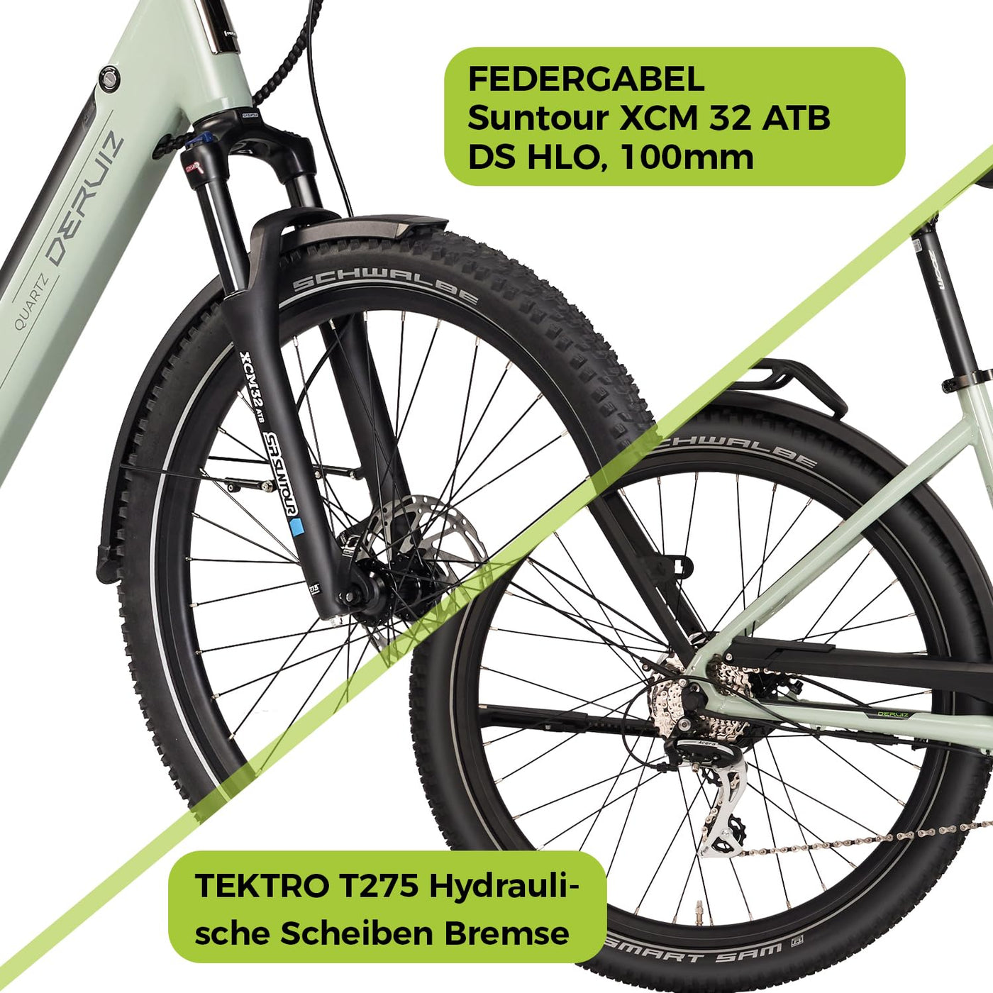 DERUIZ Quartz SUV E-Bike 27,5 Zoll E-Mountainbike mit 644Wh Akku, 250W 55Nm Motor, Hydraulische Bremsen, 8-Gang-Kettenschaltung, RH 46 cm Offroad & City Elektrofahrrad für Damen und Herren, Max 150km