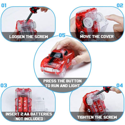 Fajiabao Autorennbahn Spielzeug ab 3 Jahre Junge - 240 Stück Flexible Rennbahn mit 2 Leucht Auto Spielzeug Rennbahn Kinder 3 Jahre Kinderspielzeug Rennbahnen Geschenk Junge 3 4 5 Jahre Mädchen