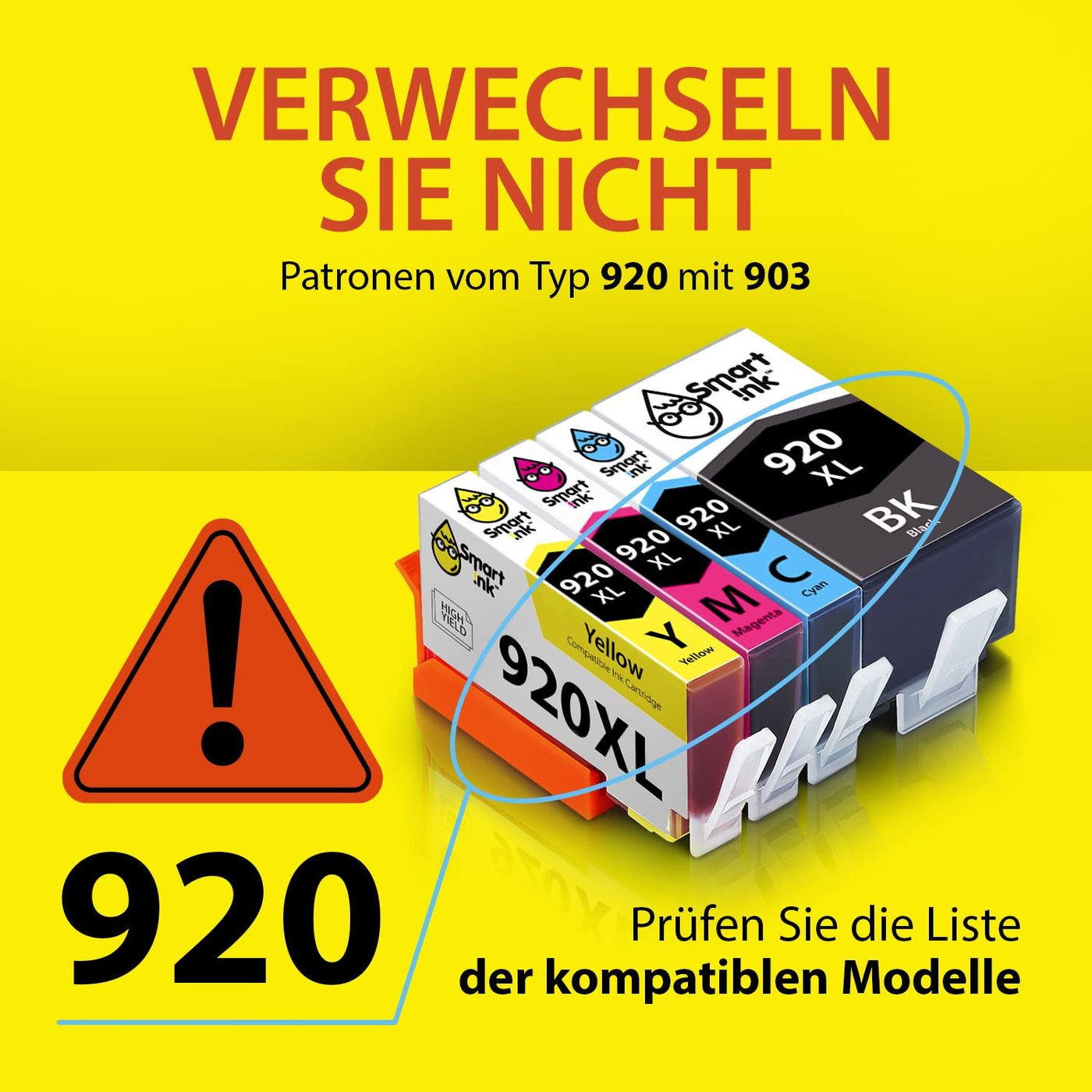 Smart Ink Kompatible Druckerpatronen als Ersatz für HP 920 XL 920XL 8 Multipack (2 Schwarz 2 Cyan 2 Magenta 2 Gelb) kompatibel mit HP Officejet 6000 6500 6500A 7000 7500A Drucker