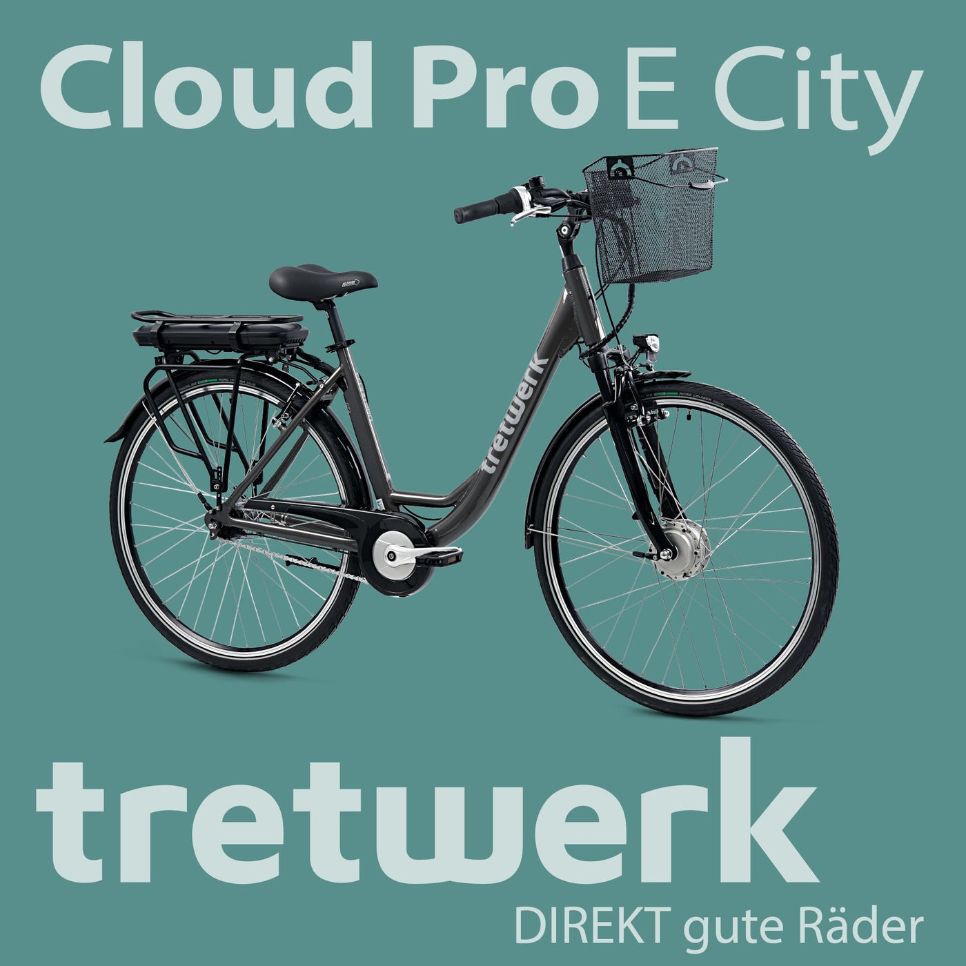 TRETWERK 28 Zoll E-Bike Cloud Pro - E-Citybike Damen Fahrrad mit 7 Gang Nabenschaltung - Elektrofahrrad mit Frontmotor 250W, 36V