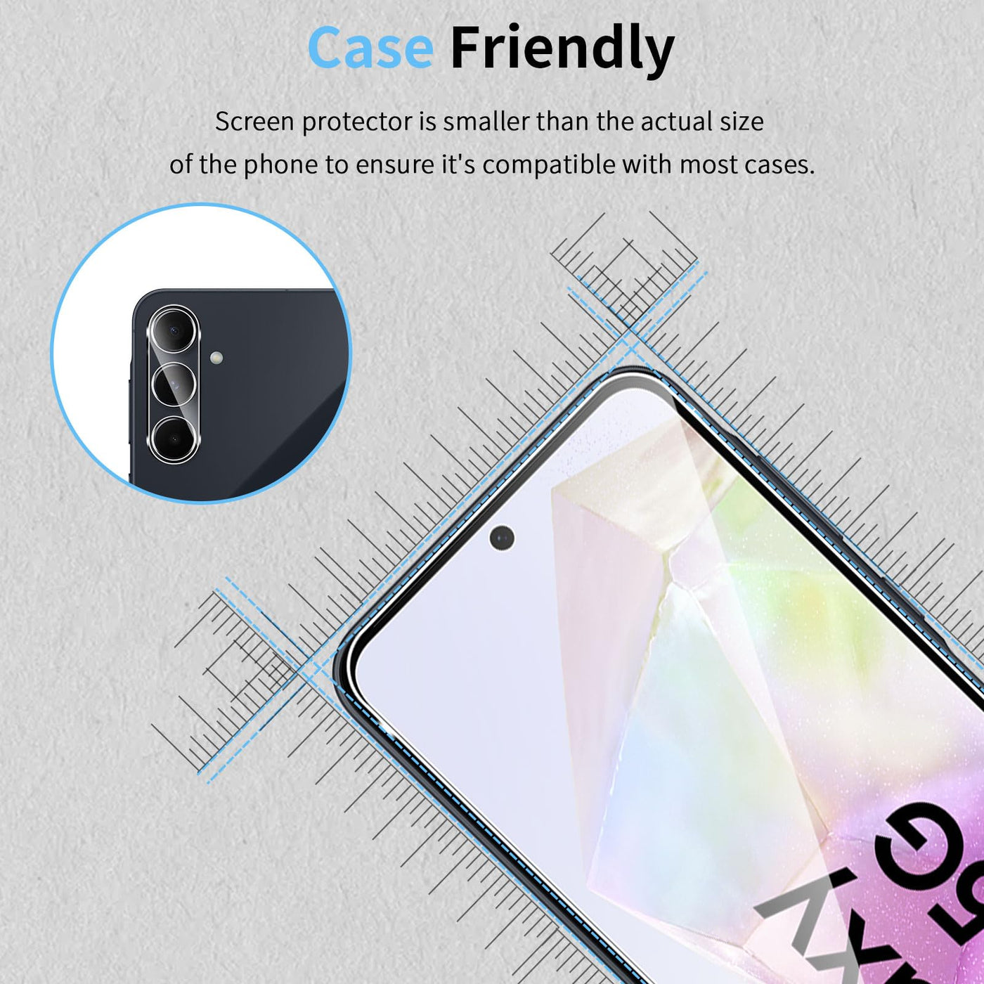 HidWee Schutzfolie kompatibel mit Samsung Galaxy A35 5G für Panzerglas mit Rahmen Positionierhilfe, 3 Stück Schutzglas & 2 Stück Kameraschutz, 9H Härte Panzerfolie, Anti-Bläschen HD Displayschutz