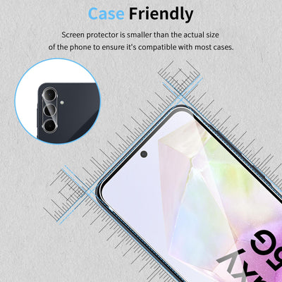 HidWee Schutzfolie kompatibel mit Samsung Galaxy A35 5G für Panzerglas mit Rahmen Positionierhilfe, 3 Stück Schutzglas & 2 Stück Kameraschutz, 9H Härte Panzerfolie, Anti-Bläschen HD Displayschutz