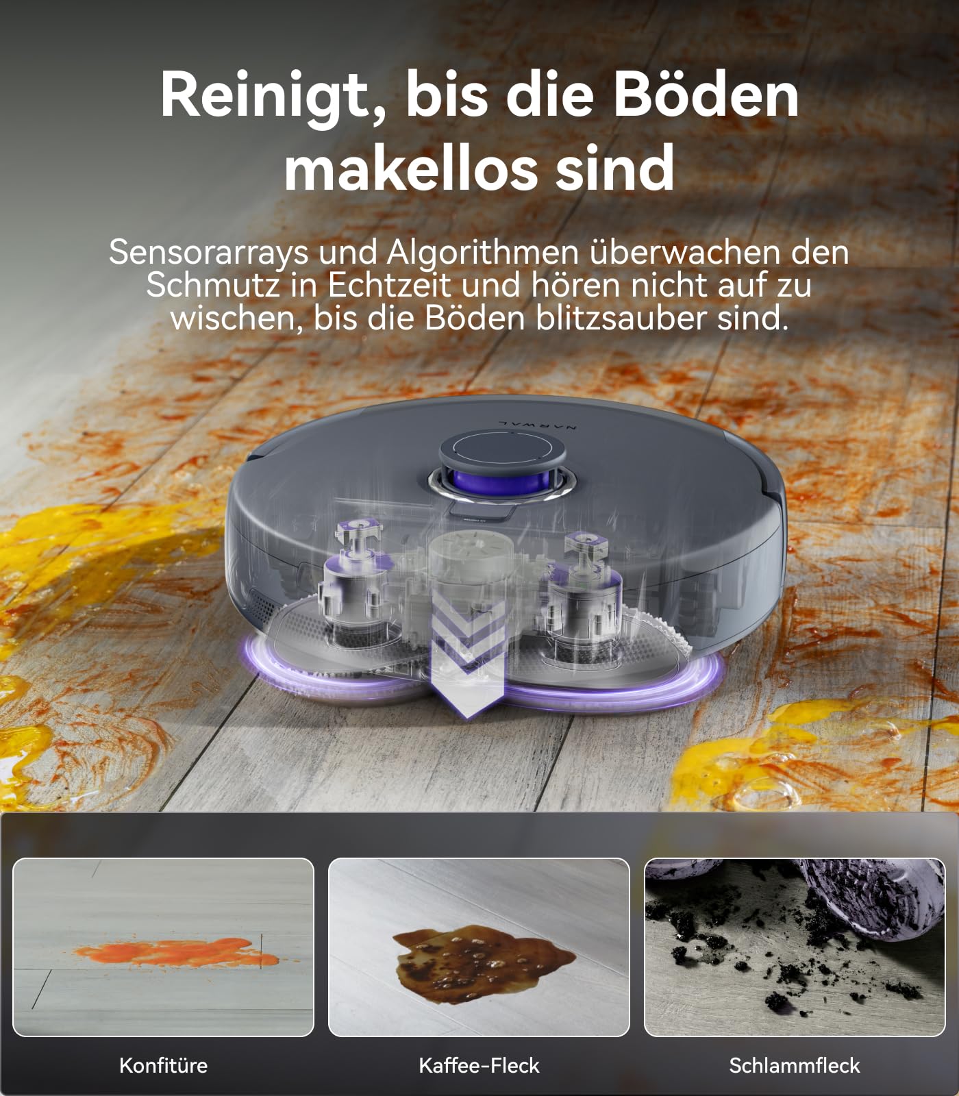 NARWAL Freo Z Ultra Saugroboter, Doppel-KI-Chips, Doppel-KI-Ausweichen KI-adaptivem Heißwasserwaschen von Mopps und Trocknen, 12.000 Pa Saugkraft, Zero Tangling Bürste 2.0, Intelligente APP-Steuerung