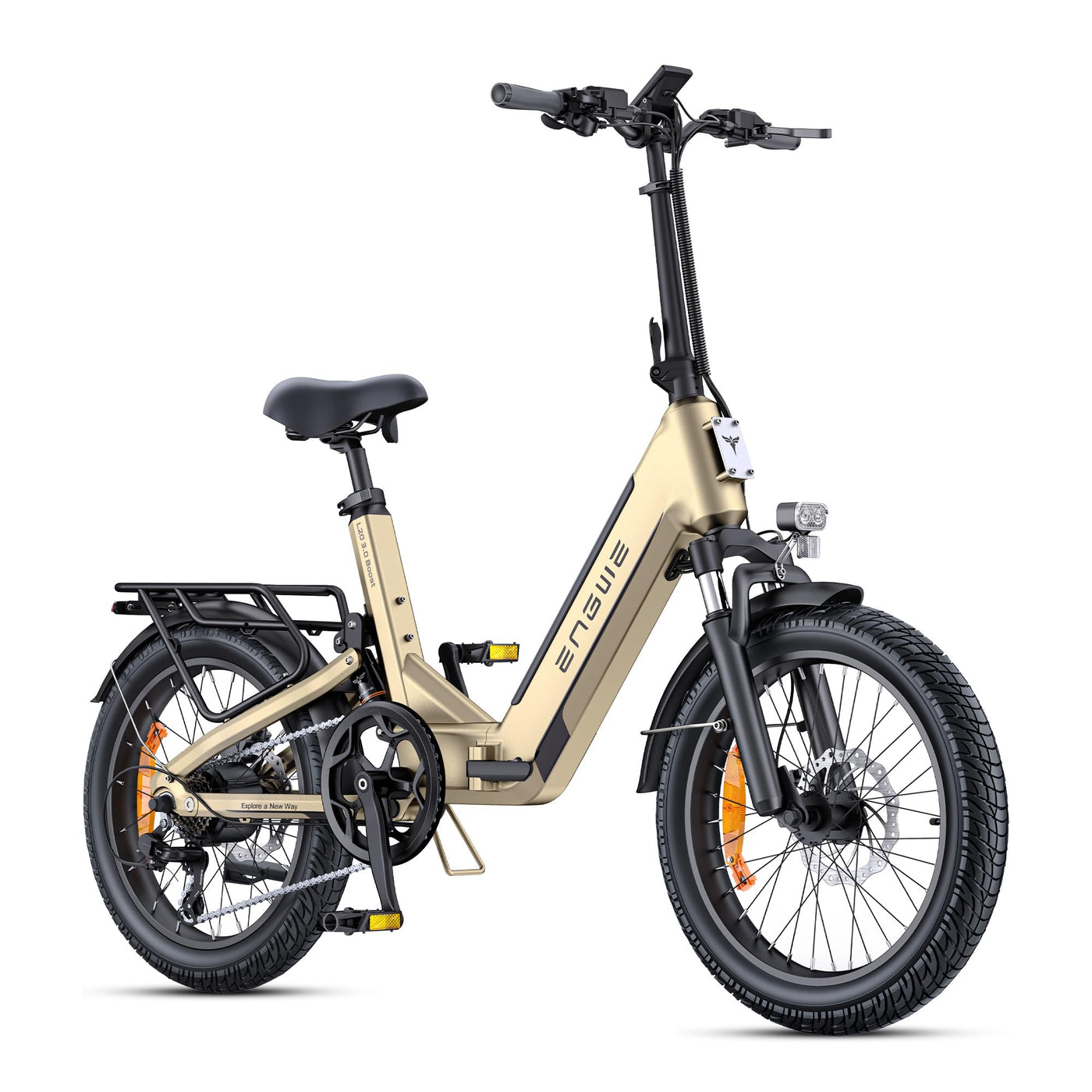ENGWE E Bike mit APP, ebike 48V 13.5Ah Akku bis 135km, Drehmomentsensor & hydraulische Bremsen, 20 * 3.0 Reifen, 2 Stunden aufgeladen (Champagner-Gold)