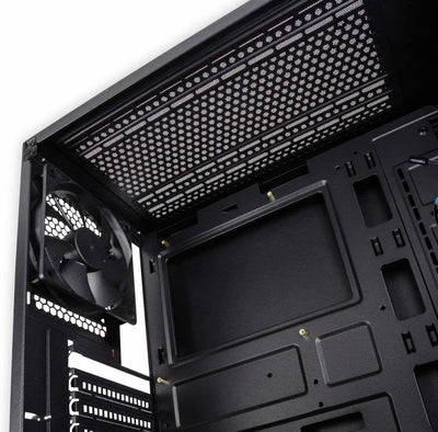 Kolink Stronghold Midi-Tower Mini-ITX bis E-ATX, PC Hülle mit Seitenfenster, Tempered Glass Computergehäuse, PC Case Computer Gehäuse mit lüfter, Schwarz