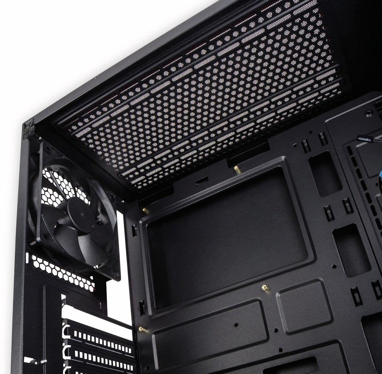 Kolink Stronghold Midi-Tower Mini-ITX bis E-ATX, PC Hülle mit Seitenfenster, Tempered Glass Computergehäuse, PC Case Computer Gehäuse mit lüfter, Schwarz