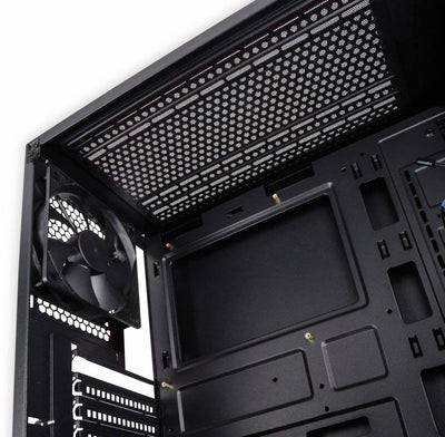 Kolink Stronghold Midi-Tower Mini-ITX bis E-ATX, PC Hülle mit Seitenfenster, Tempered Glass Computergehäuse, PC Case Computer Gehäuse mit lüfter, Schwarz