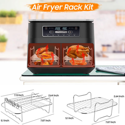 Heißluftfritteuse Zubehör | Airfryer Zubehör für Ninja Dual AF400EU & AF300EU & Tower T17088 | für Ninja Airfryer Zubehör | Air Fryer Accessories | Kompatibel für Ofen, Mikrowelle