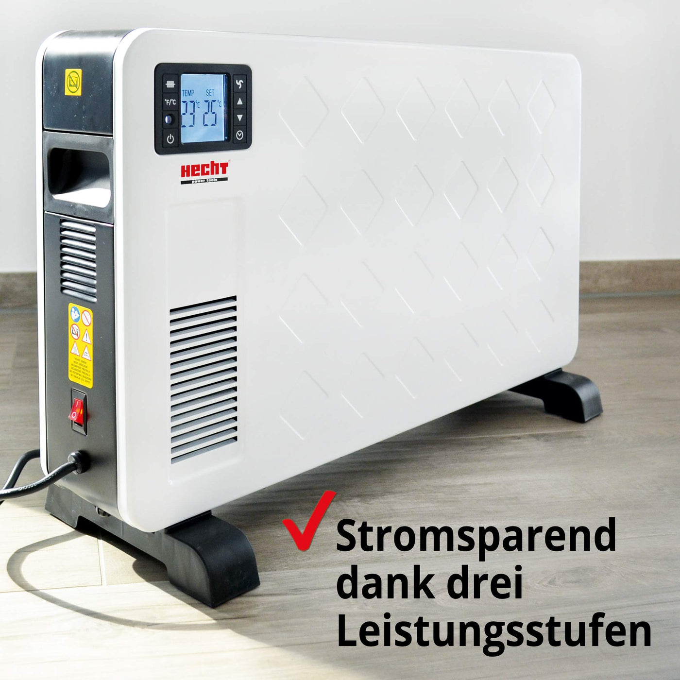 Hecht Elektroheizung (Brandneue Version) - Heizgerät für eine schnelle und wohlfühlende Wärme – Stromsparend - Mit 3 Leistungsstufen, Fernbedienung und Thermostat