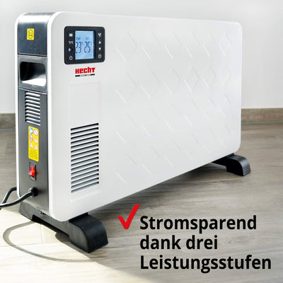 Hecht Elektroheizung (Brandneue Version) - Heizgerät für eine schnelle und wohlfühlende Wärme – Stromsparend - Mit 3 Leistungsstufen, Fernbedienung und Thermostat