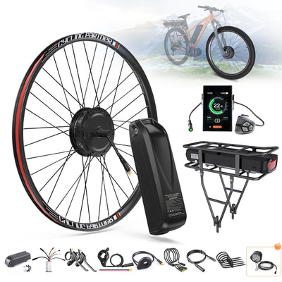 BAFANG 500W E-Bike-Umrüstset vorne - 48V 20" 26" 27,5" 28" 29" 700C Fronthub-Motorset mit E-Bike-Batterie (optional), LCD-Anzeige und PAS-Sensor