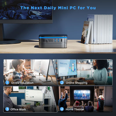 NiPoGi Mini PC Ιntel 12. Gen Alder Lake-N N100(Bis zu 3.4GHz) 16GB DDR4/1024GB M.2 SSD,Mini Desktop PC Dualband-WiFi/BT 4.2/RJ45,Mini Computer 4K@60HZ UHD Dual Display, Micro PC für Büro/Unterhaltungs