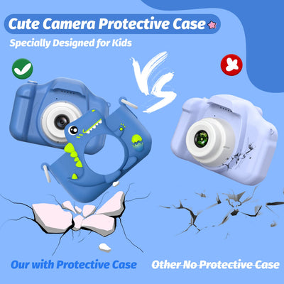 Neu Dinosaurier Kinderkamera, Weihnachten Geburtstag Geschenke für Mädchen Jungen Alter 3-12, 1080P HD Selfie Digital Video Kamera, Niedliche kleine Mädchen Geschenke Spielzeug für 3 4 5 6 Jahre