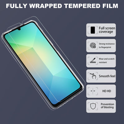 THIYUFUNS Hülle für Samsung Galaxy A06 4G Schutzhülle mit 2 Stück Schutzfolie, Dünne Weiche TPU Silikon Transparent Stoßfest Kratzfest Handyhülle Case Cover für Samsung Galaxy A06 4G (6.7") - 02