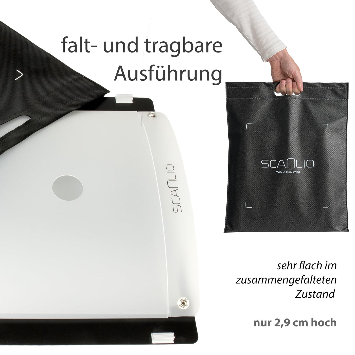 SCANLIO Pro Scanbox, Faltbare Handy Scanner Halterung, Smartphone Scanhilfe Dokumentenscanner und mobiler Scanstand