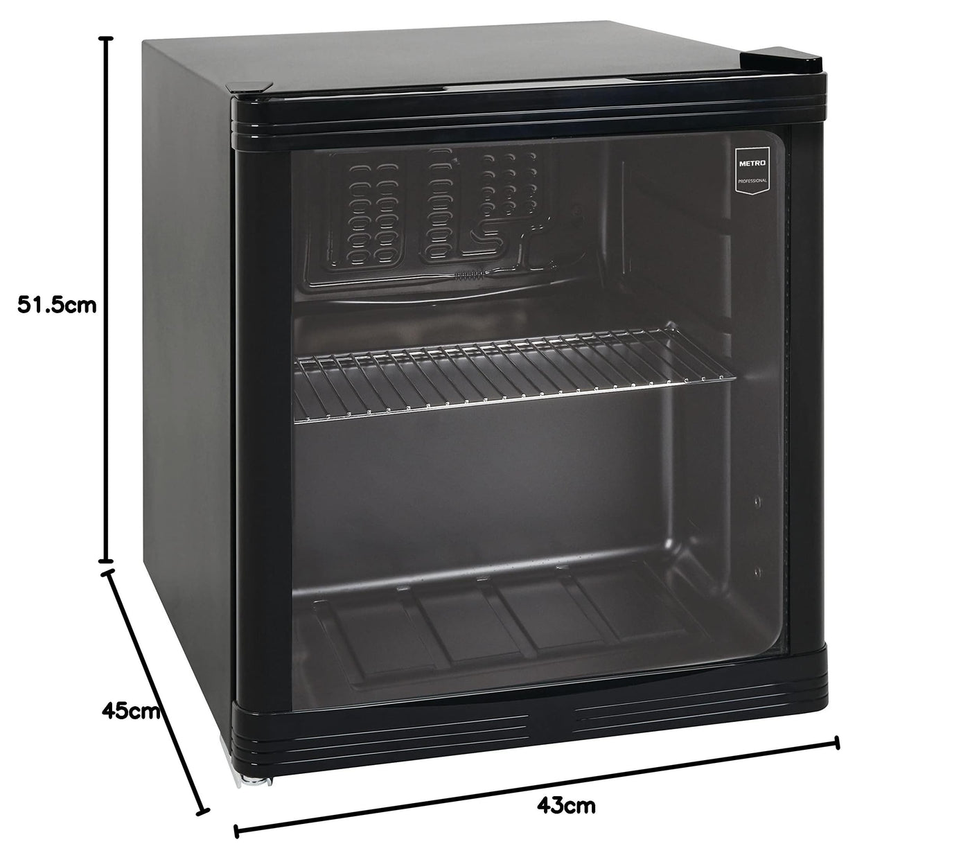 METRO Professional Minibar GPC1046, Edelstahl/Glas, 46 L, schwarz