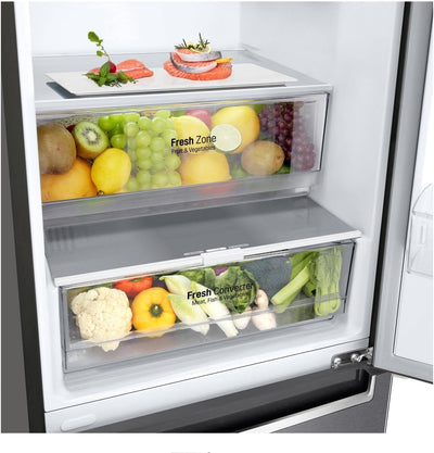 LG GBP62DSNCN1, Klasse C, 384 L, Kühl-/ Gefrierkombination, Frische Features, Kühlschrank mit Gefrierfach und Innendisplay, DoorCooling+, LINEARCooling, 59,5 x 203 x 67,5 cm ꟷ Dark Graphite