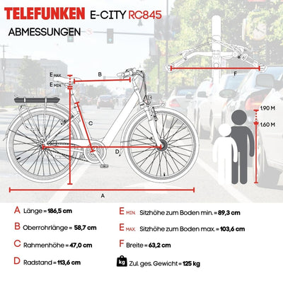 TELEFUNKEN E-Bike Damen 28 Zoll, Elektrofahrrad Frontmotor, 7-Gang Nabenschaltung, V-Bremsen, Pedelec Citybike inkl. Fahrradschloss, RC845 Multitalent