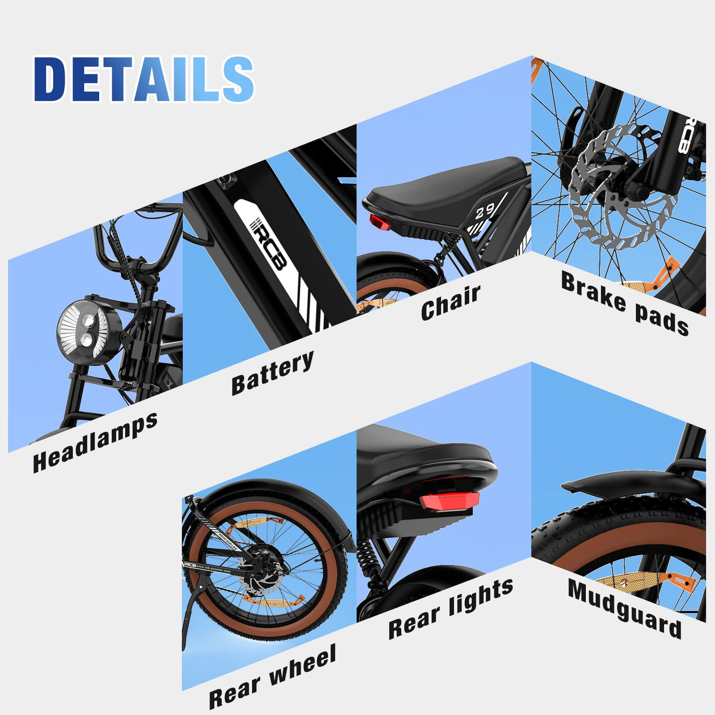 RCB 20'' E Bike, Elektrisches Mountainbike für Erwachsene, Pendel-Elektrofahrrad mit Abnehmbarem 48-V-15-Ah-Akku, Reichweite 35-90 km