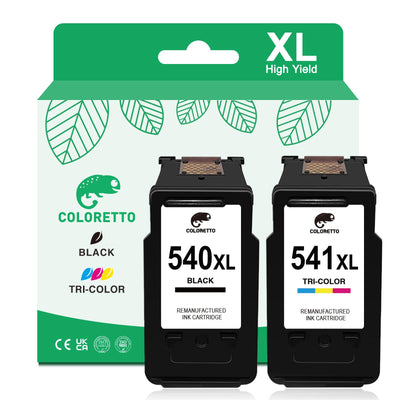 COLORETTO 540 XL 541 XL Druckerpatrone für Canon PG 540XL CL 541XL für Pixma TS5150 MG3150 MG3500 MG3600 MG3650 MX475 MX375 MX535 Wiederaufbereitet Patrone (1 Schwarz 1 Farbe)