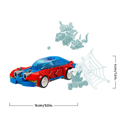 LEGO Marvel Spider-Mans Rennauto & Venom Green Goblin, Spidey-Spielzeug für Rollenspiele mit Superhelden-Figuren und baubarem Auto, Geschenk für Kinder, Jungs und Mädchen ab 7 Jahren 76279