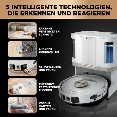 Shark PowerDetect 2-in-1-Saug- & Wischroboter, NeverTouch Pro 60 Tage, Selbst-Entleerung, Befüllung & -Reinigung, 3D- & LiDAR-Navi, NeverStuck-Hindernisumgehung, WLAN/App/Alexa, Weiß, AV2800ZEEUWH