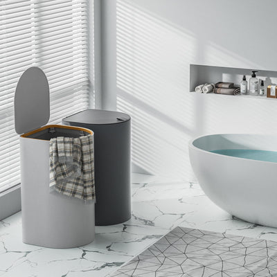 HELLKOPF 2er Pack Wäschekorb mit Deckel 140L Groß Kapazität - Wäschesammler mit 2 Fächer zum Sortieren der Schmutzwäsche, 4 Abnehmbar Innensäcke, Faltbare Laundry Baskets und Einfach zu Montieren