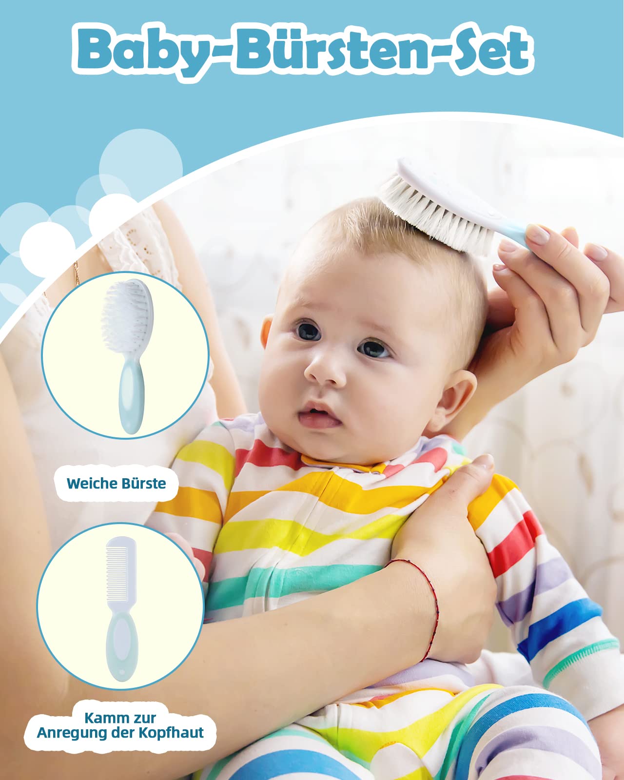 Lictin Babypflegeset 15 teilige Baby Pflegeset Neugeborene mit Fieberthermometer Nasensauger Kamm Nagelschere Baby Erstausstattung Pflegeset für Neugeborene (Grau)