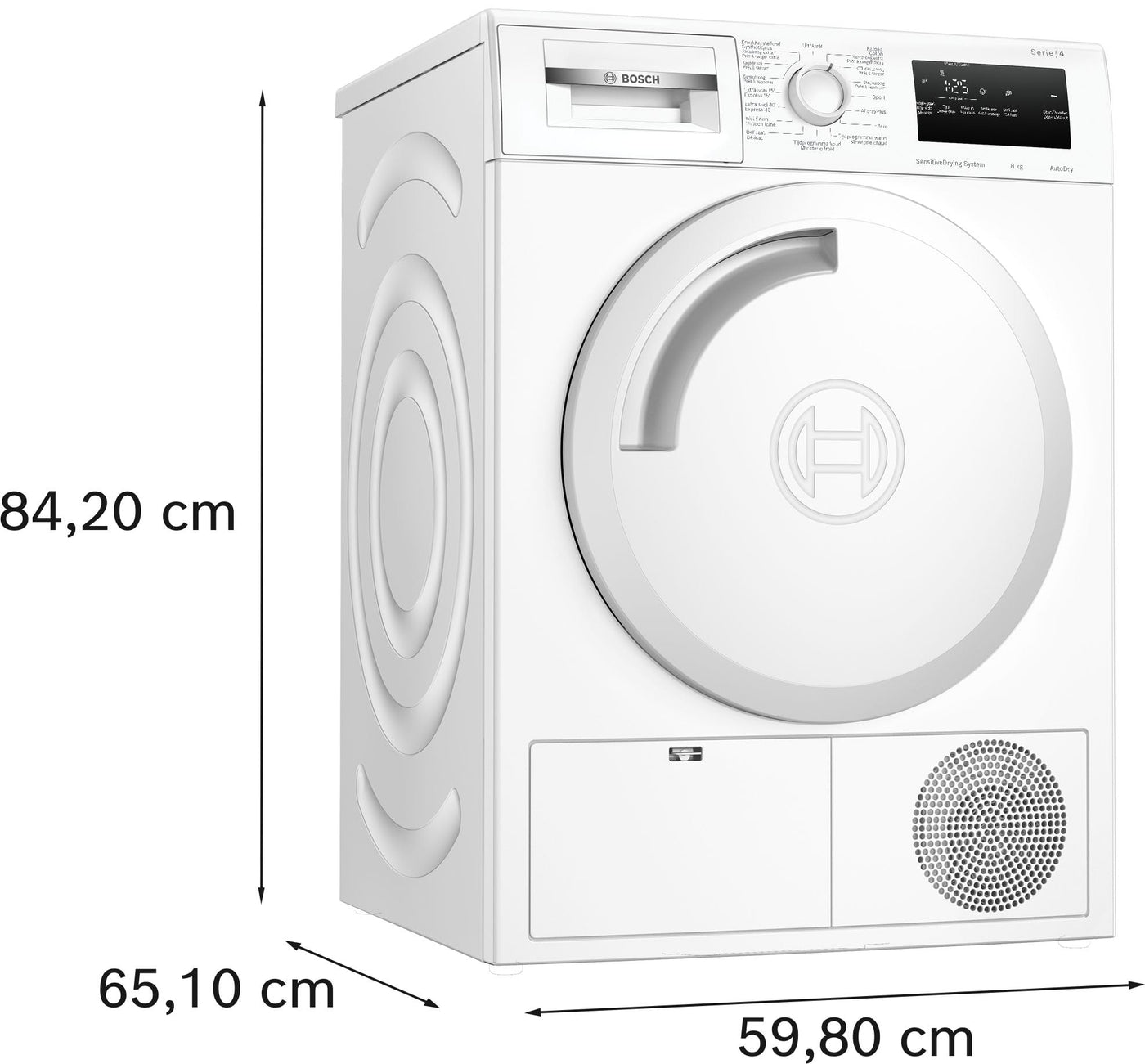 Bosch WTN83203 Serie 4 Kondenstrockner, 8 kg, Auto Dry: optimale Trocknung, Anti-Vibration-Design: mehr Standfestigkeit, Rekordverdächtig schnell, Sensitive-Drying-System