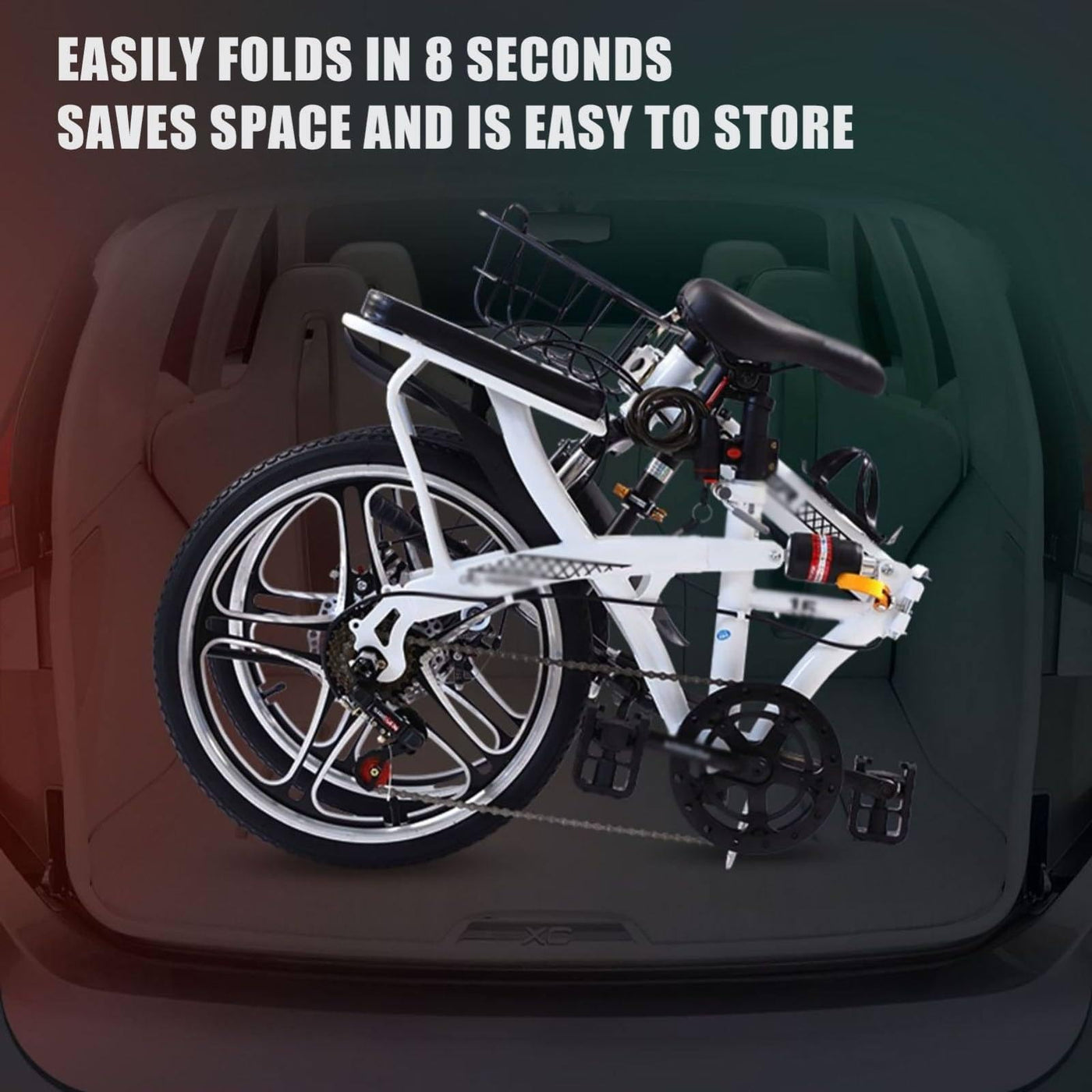 Wasd3Pods 16" 20" 22" Mountainbike, Klapp-Mountainbike Aus Kohlenstoffstahl, Mit Doppelscheibenbremse, 7-Gang-MTB-Fahrrad, Höhenverstellbar, Für Männer Und Frauen,Black-16