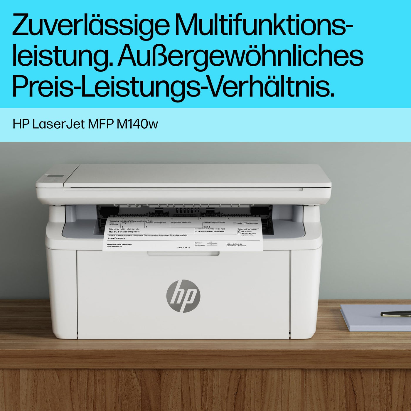 HP LaserJet MFP M140w Multifunktions-Laserdrucker, Monolaser, Drucker, Scanner, Kopierer, Duplex-Druck, DIN A4, WLAN, Airprint, Schwarz-weiß-Drucker