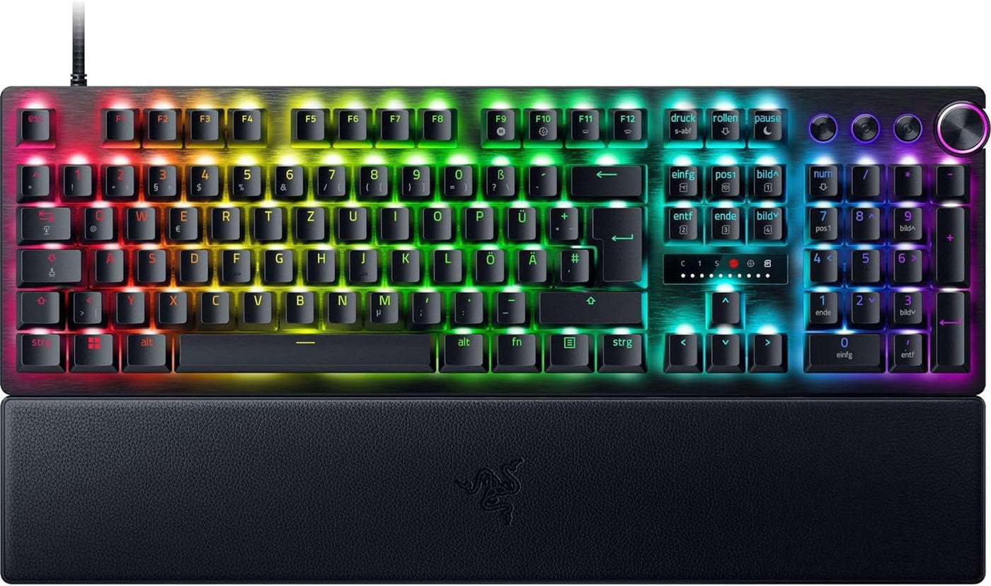 Razer Huntsman V3 Pro - Analoges optisches E-Sport-Keyboard Snap Tap & Rapid Trigger (Schnellfeuer-Modus, Multifunktionaler Drehregler, Doubleshot-PBT-Tastenkappen) DE-Layout | Schwarz