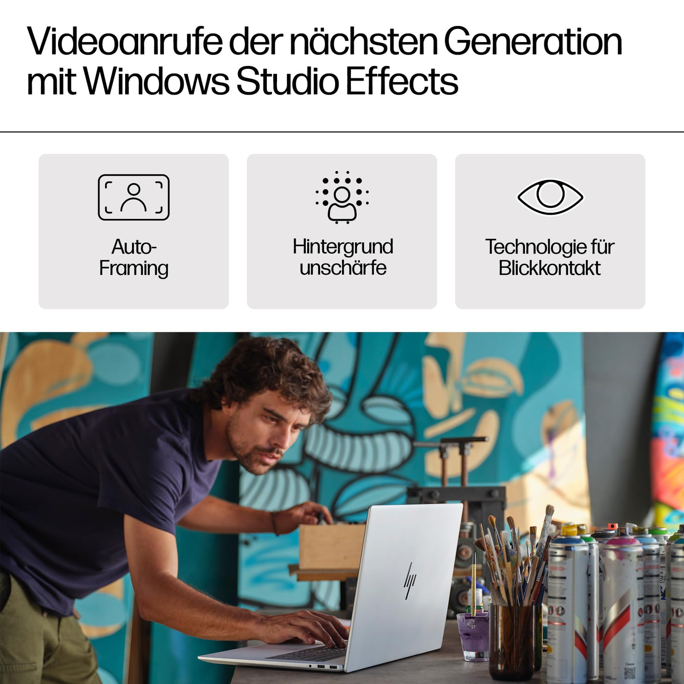 HP Envy Laptop | 17,3" FHD Touchscreen | Intel Core Ultra 7 155H | 16 GB DDR4 RAM (2X 8 GB) | 1 TB SSD | Intel Arc Graphics | Windows 11 Home | Copilot+ Key | QWERTZ Tastatur | Silber