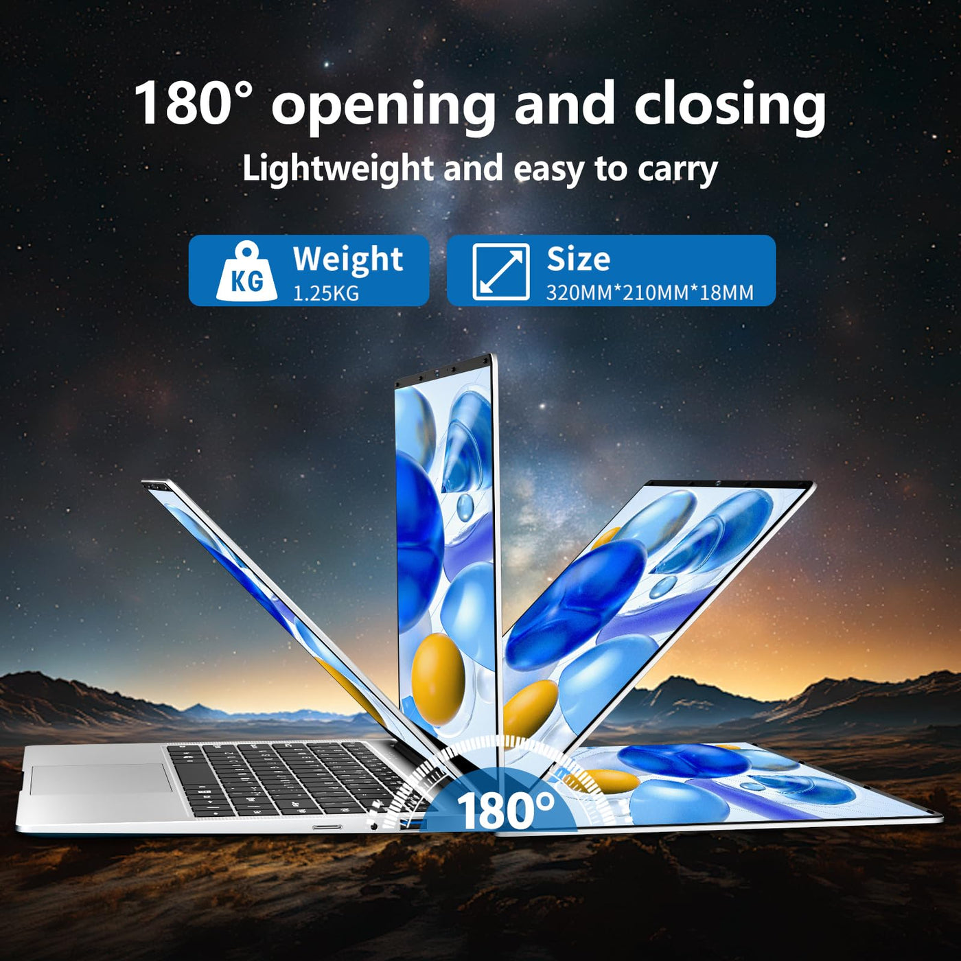 14,1 Zoll Laptop, Notebook 6 GB RAM 256 GB SSD, Celeron N4000 CPU, 180° Flip Screen FHD 1080P, Win 11 Pro Laptop mit Mini-HDMI, USB 3.0, 5000 mAh Akku, Silber Schlanker und leichter PC-Computer