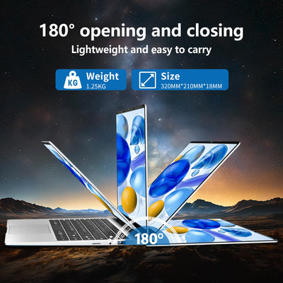 14,1 Zoll Laptop, Notebook 6 GB RAM 256 GB SSD, Celeron N4000 CPU, 180° Flip Screen FHD 1080P, Win 11 Pro Laptop mit Mini-HDMI, USB 3.0, 5000 mAh Akku, Silber Schlanker und leichter PC-Computer