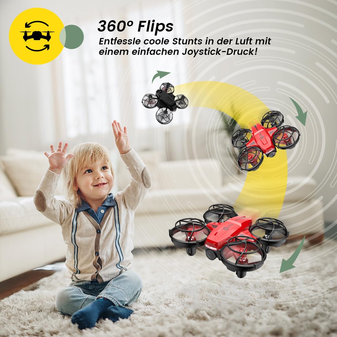 Holy Stone HS420 Mini Drohne mit HD 1080P Einstellbarer Kamera,mit 2 Steuerungsmodi,Not Aus,Umkreisen,360°Flip,Headless Modus,2 Geschwindigkeiten Geschenk für Anfänger Kinder,co