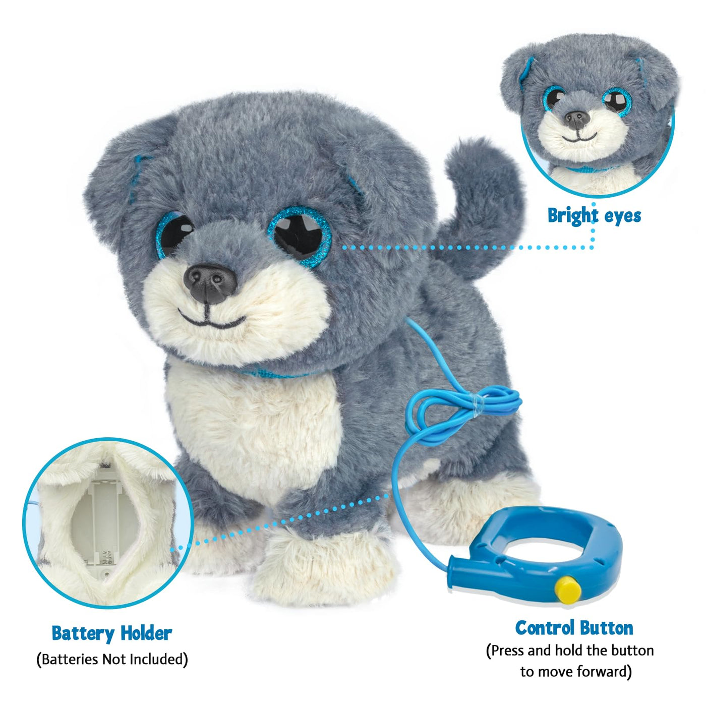 YH YUHUNG Hund mit Leine der Läuft und Bellt, Elektrischer Spielzeug Kinder, Interaktives Haustier Hund mit Funktion, ab 3 Jahren Blau